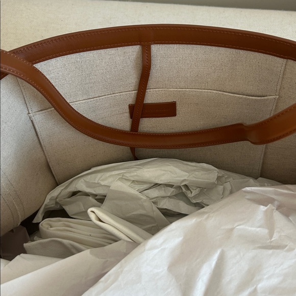 NEW • Evangeline tote bag from Reformation - canvas tan leather - Picture 9 of 13